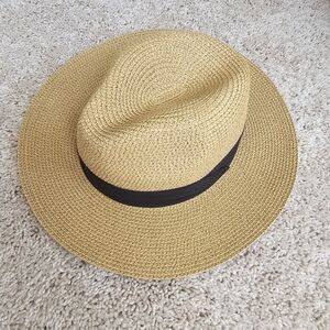 Lanzom Wide Brim Straw Panama Roll up Hat Fedora Beach Sun Hat UPF50+